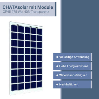 CHATAsolar mit Module GP45 275 Wp, 40% Transparenz