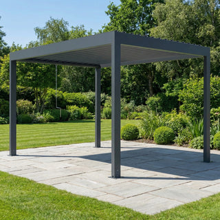 Pergola BALI-Sky 175, Lamellendach mit Kurbelantrieb, 4 x 3 m, anthrazit