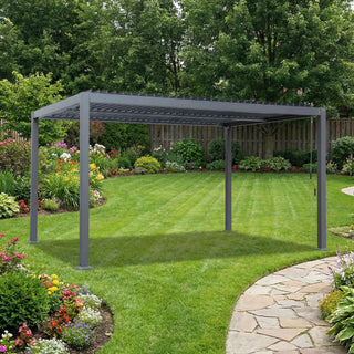 Pergola BALI-Sky 175, Lamellendach mit Kurbelantrieb, 4 x 3 m, anthrazit