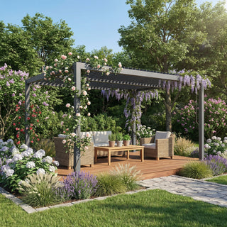 Pergola BALI-Sky 175, Lamellendach mit Kurbelantrieb, 4 x 3 m, anthrazit