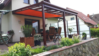 Terrassendach DARI mit 8 mm VSG, Größe 6,7 x 4 m, schiefergrau, passend zur UG 350 (gekuppelt)