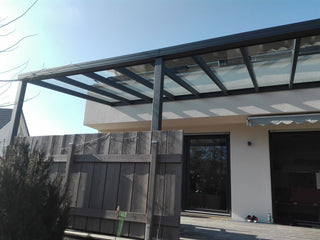 Terrassendach DARI mit 8 mm VSG, Größe 8 x 4 m, anthrazit, passend zur WGB 350