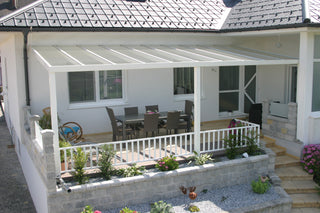 Terrassendach DARI mit 8 mm VSG, Größe 6,7 x 4 m, schiefergrau, passend zur UG 350 (gekuppelt)