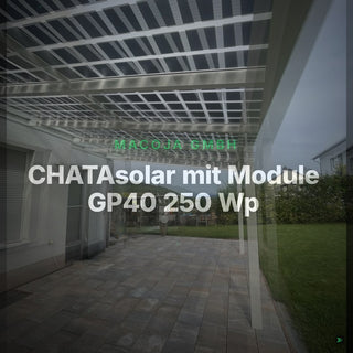 CHATAsolar mit Module GP40 250 Wp, 35% Transparenz – Clean Showcase