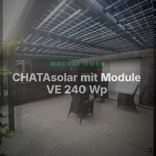 CHATAsolar mit Module VE 240 Wp, 27% Transparenz – Clean Showcase