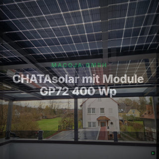 CHATAsolar mit Module GP72 400 Wp, 5% Transparenz – Clean Showcase