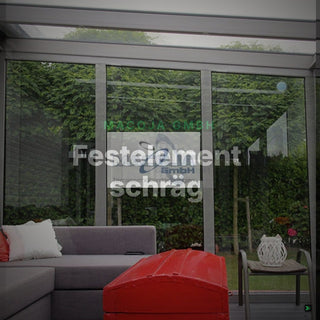 Festelement schräg, 60er Rahmen, 2 senkrechte Sprossen, 8 mm VSG, einbaufertig – Clean Showcase