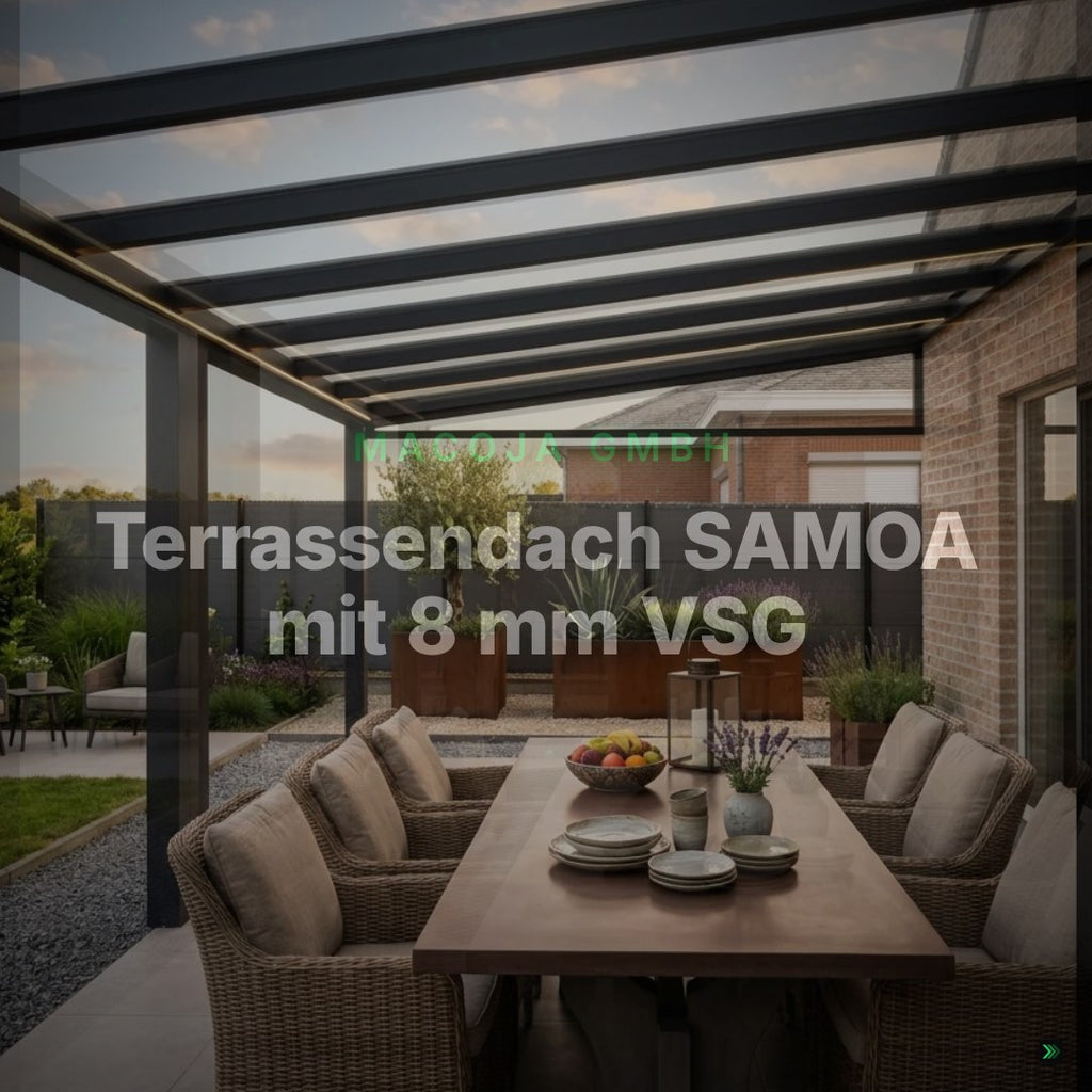 Terrassendach SAMOA mit  8 mm VSG – Clean Showcase